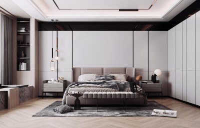 现代家居卧室3D模型下载